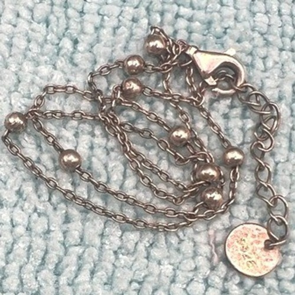 Vintage Sterling Silver Anklet Beaded Satellite Chain Dainty 9-11.5 1.4g